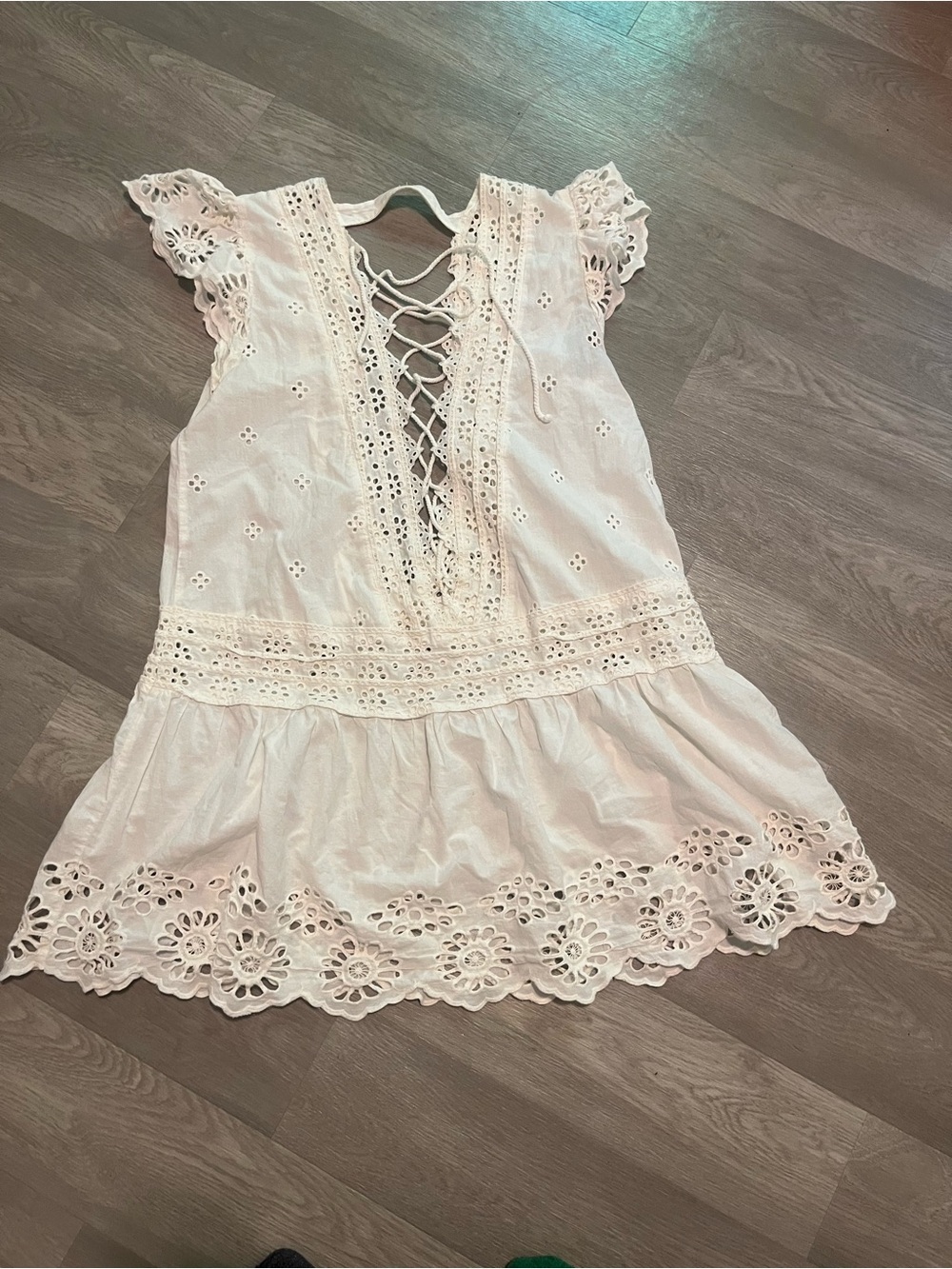 Free People white Lace-Up Backless Eyelet Dress - Picture 11 of 14